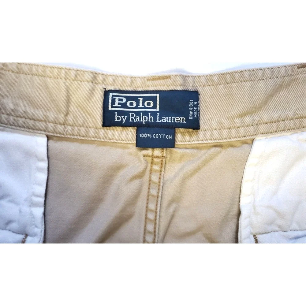 VTG Polo Ralph Lauren 67 Cargo Shorts Men's 35 Beige Outdoor Casual Cotton
